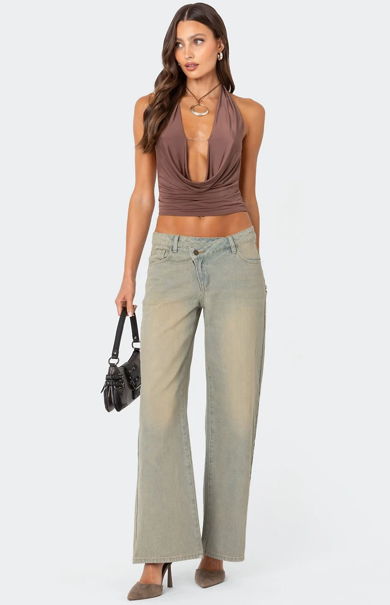 Edikted Deep Cowl Neck Open Back Top