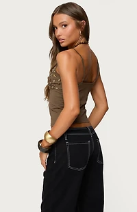 Edikted Nora Buttons V Neck Tank Top