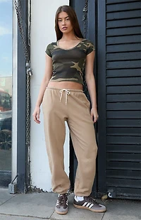 John Galt Light Brown Rosa Tie Sweatpants