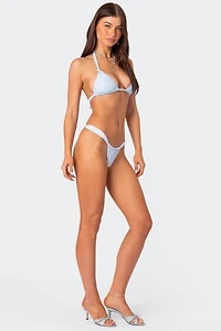 Edikted Gingham Knotted Triangle Bikini Top