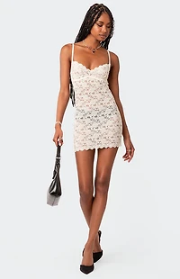 Edikted Melia Sheer Lace Mini Dress