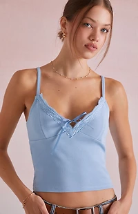 Beverly and Beck Candy Tie Front Tank Top