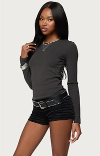 Edikted Daphne Ribbed Long Sleeve T-Shirt