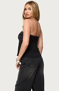 Edikted Alease Stud & Grommet Strapless Top