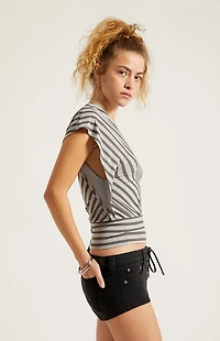 Third Charm Joan One Shoulder Striped Top