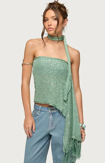 Edikted Two Piece Knit Scarf Top