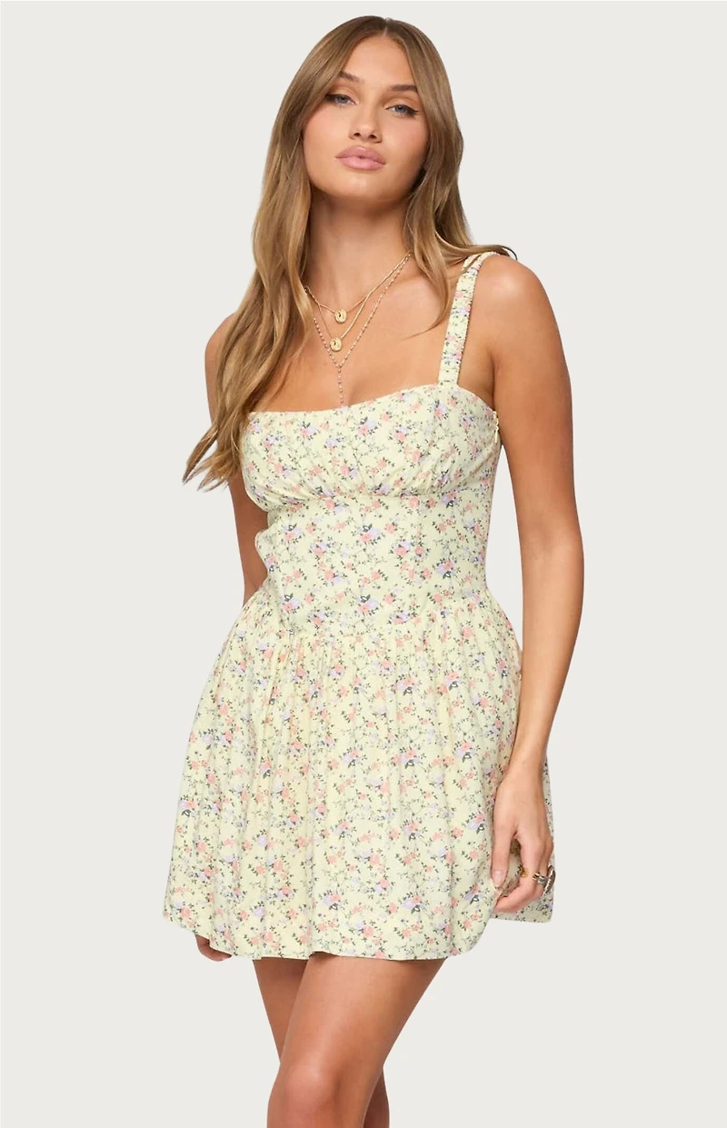 Edikted Sadee Ruched Floral Mini Dress