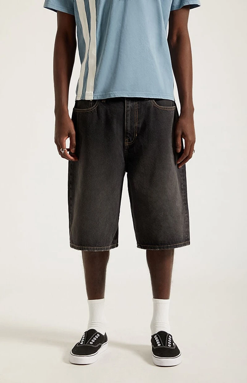 Pacsun Austin Extreme Baggy Denim Shorts Washed Black