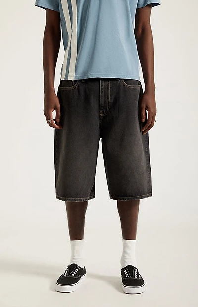 Pacsun Austin Extreme Baggy Jean Shorts Washed Black
