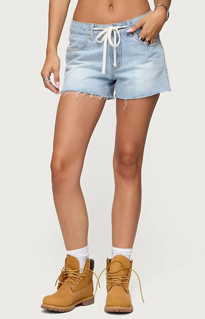 Edikted Milla Low Rise Denim Shorts