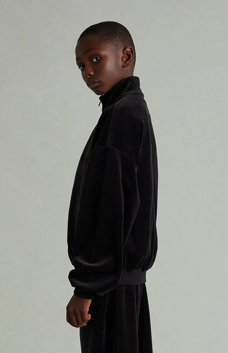 Fear of God ESSENTIALS Kids Vintage Black Classic Fit Velour Track Jacket