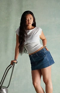 RARE DNM EDIT Piper Dark Indigo Denim Micro Mini Skirt