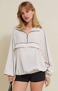 PAC 1980 Active Ivory Half Zip Windbreaker Track Jacket