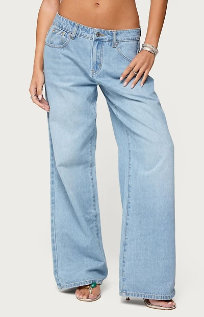 Edikted Mirra Embroidered Flower Low Rise Jeans