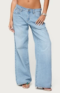 Edikted Mirra Embroidered Flower Low Rise Jeans