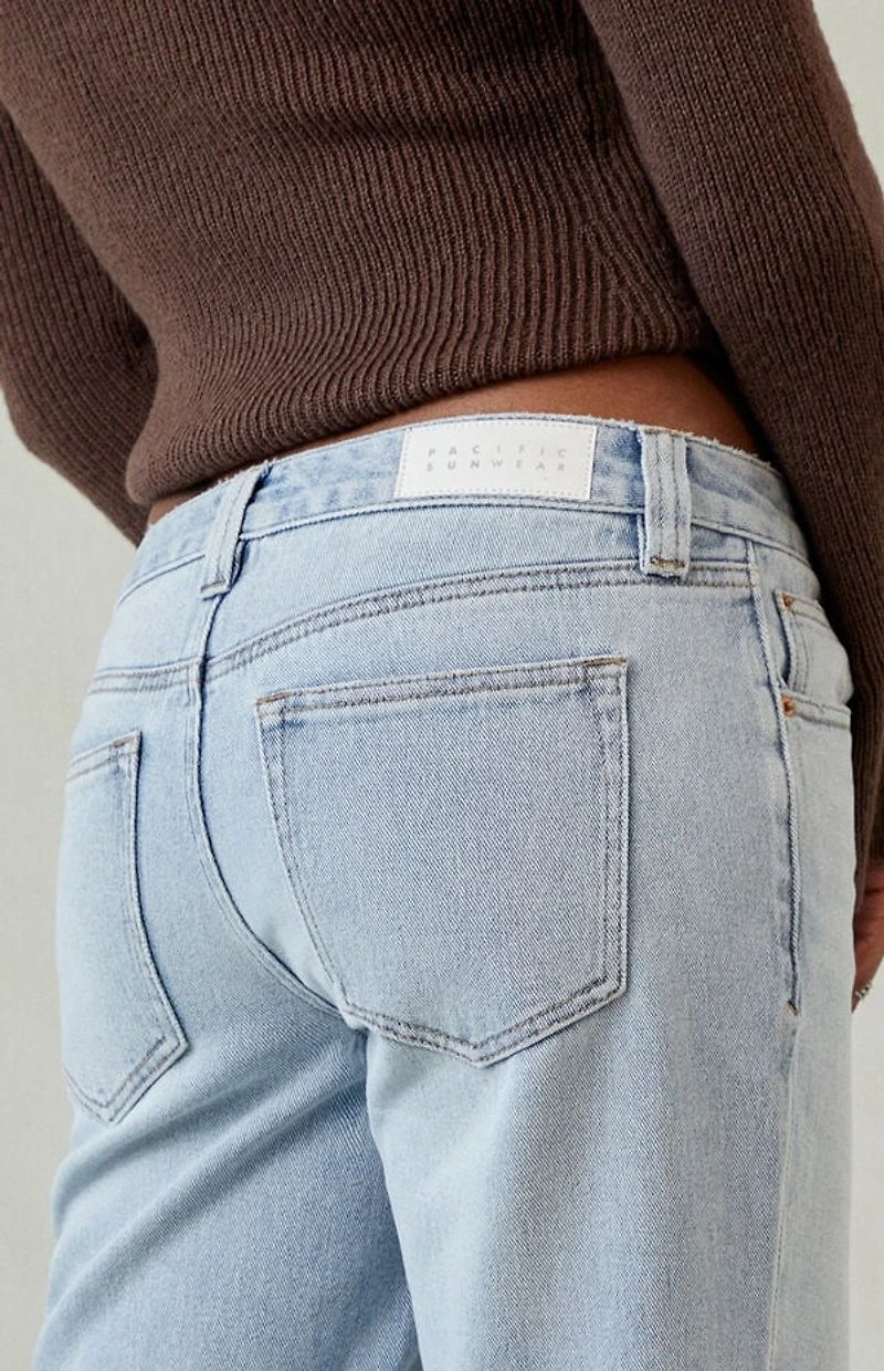 Pacsun Charlie Low Rise Baggy Bootcut Jeans Light Blue Wash