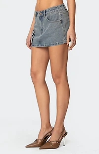 Edikted Quinlan Denim Cargo Mini Skirt