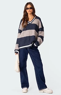 Edikted Romie V-Neck Cable Knit Sweater