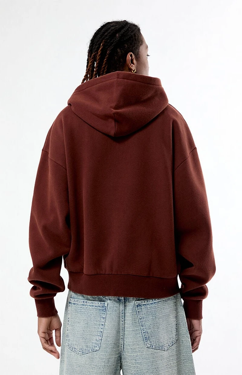 Pacsun Brown Washed Full Zip Cropped Hoodie