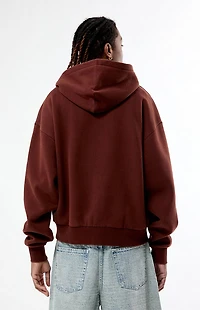 Pacsun Brown Washed Full Zip Cropped Hoodie