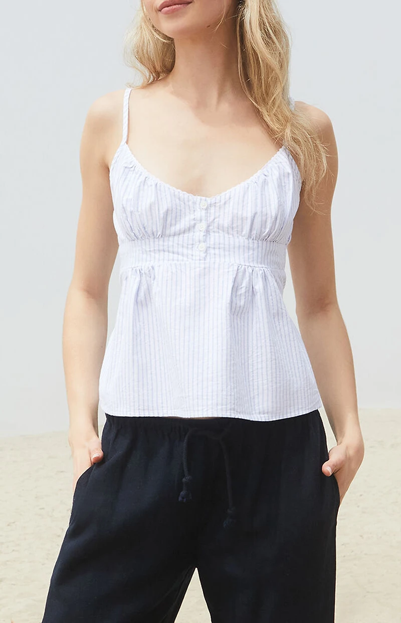 John Galt Blue & White Striped Tiffany Tank Top