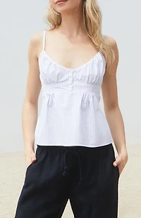 John Galt Blue & White Striped Tiffany Tank Top