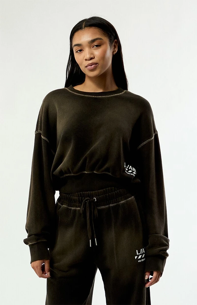 L/AB c/o Off-White Cropped Crew Neck Sweatshirt
