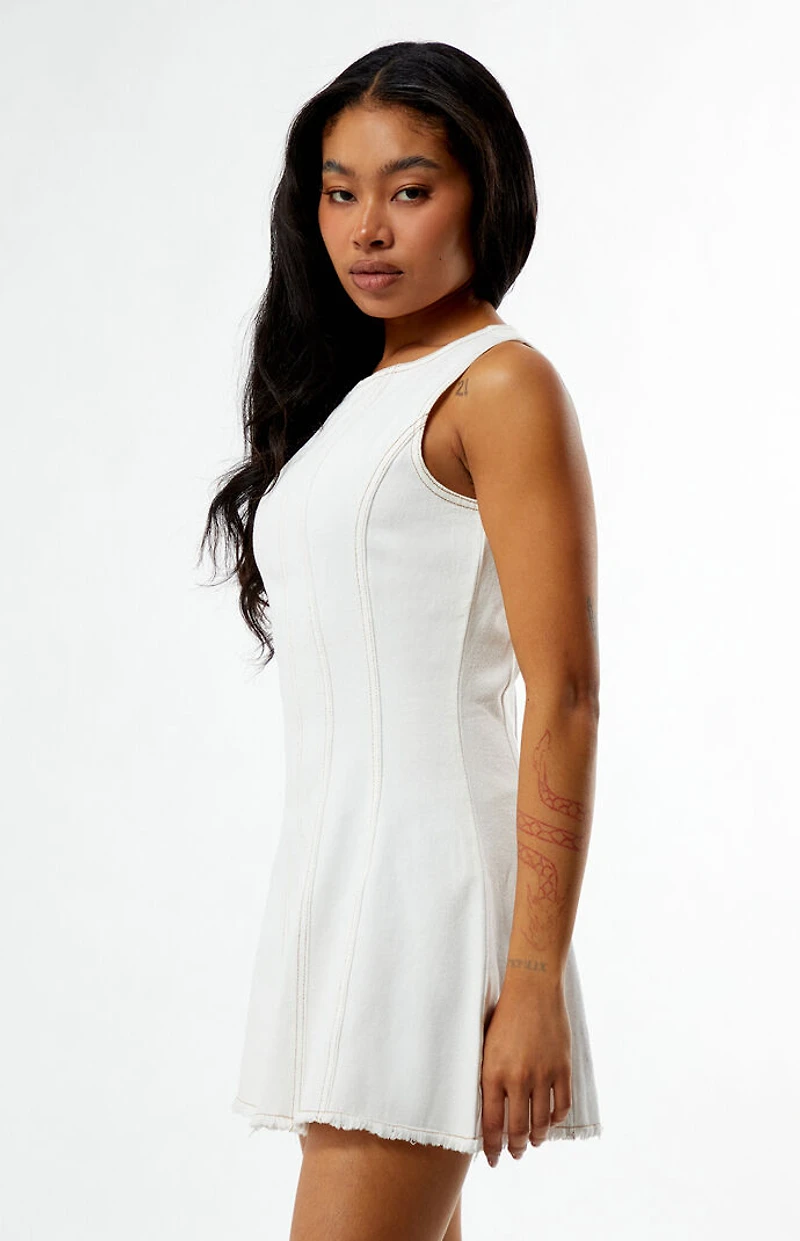 Your Favorite Contrast Stitch Denim Mini Dress