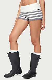 Edikted Saphi Striped Foldover Knit Shorts