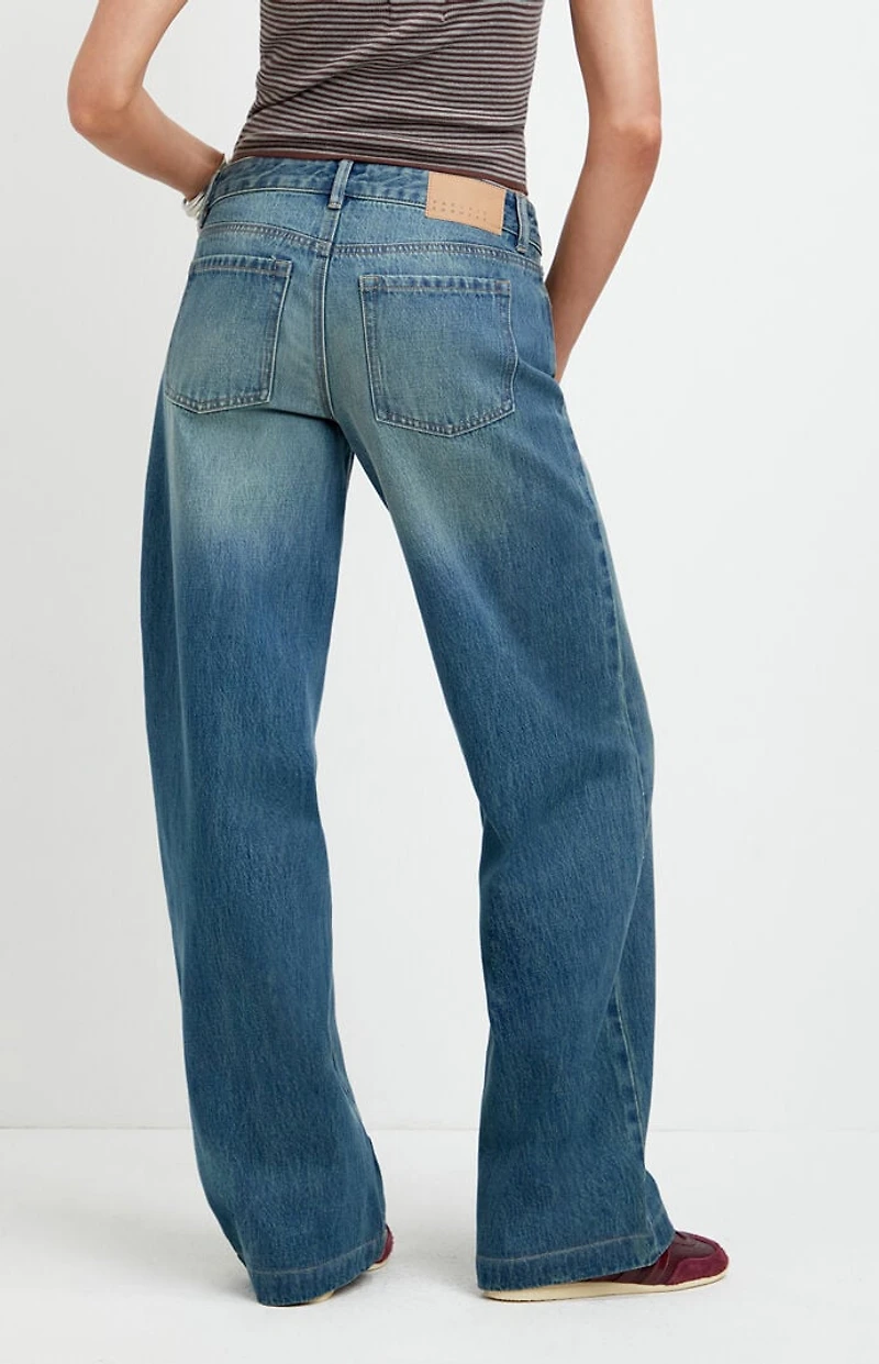 Pacsun Casey Low Rise Baggy Jeans Medium Blue Washed