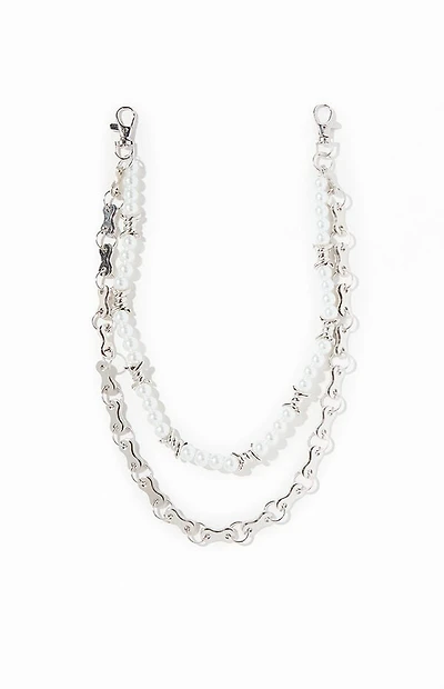 Pacsun Barbed Pearl Double Wallet Chain