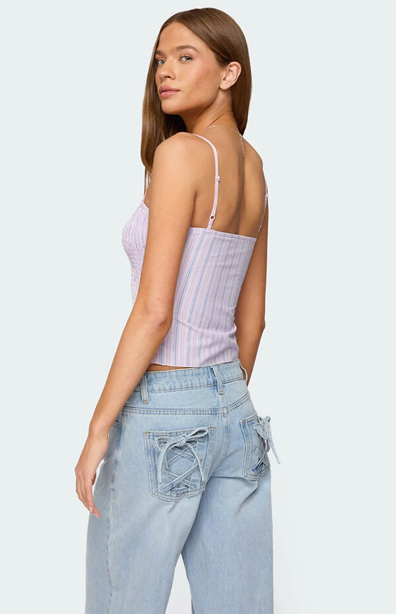 Edikted Leela Scrunch Striped Tank Top