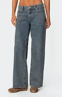 Edikted Leopard Heart Washed Jeans