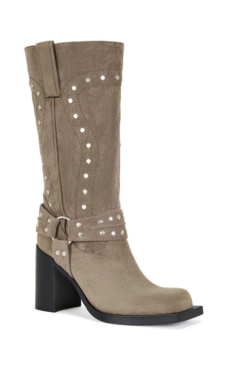 AZALEA WANG Women's Cirilla Brown Chunky Heel Boots