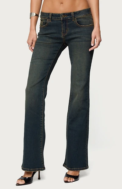 Edikted Tez Vintage Washed Low Rise Bootcut Jeans