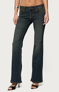 Edikted Tez Vintage Washed Low Rise Bootcut Jeans