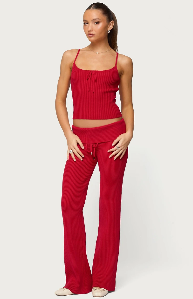 Edikted Adannah Foldover Ribbed Knit Pants