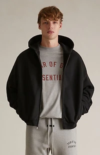 Fear of God ESSENTIALS Black Heavy Fleece Full Zip Hoodie