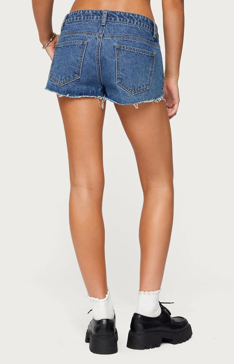 Edikted Devin Low Rise Micro Denim Shorts