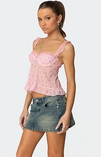 Edikted Pipa Floral Sheer Mesh Bra Top