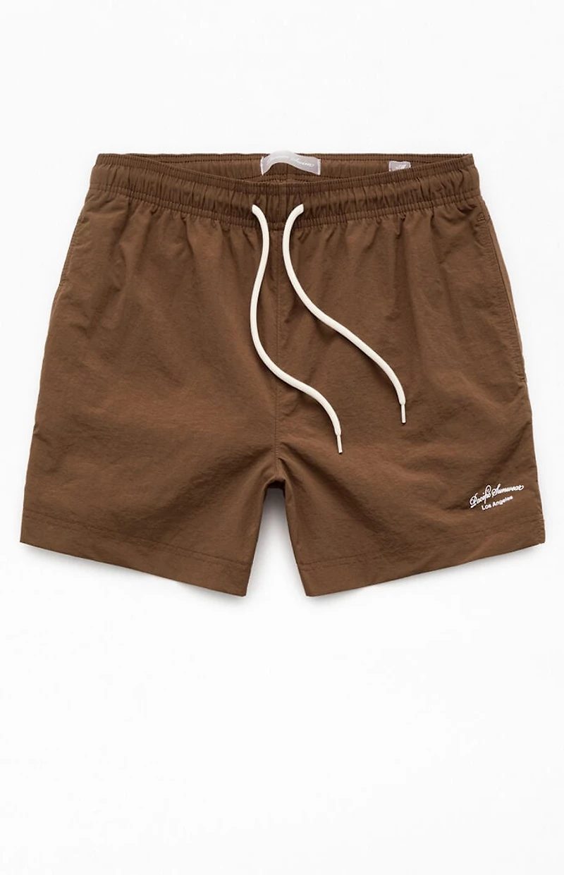 Pacsun Brown Collegiate 4.5'' Swim Trunks