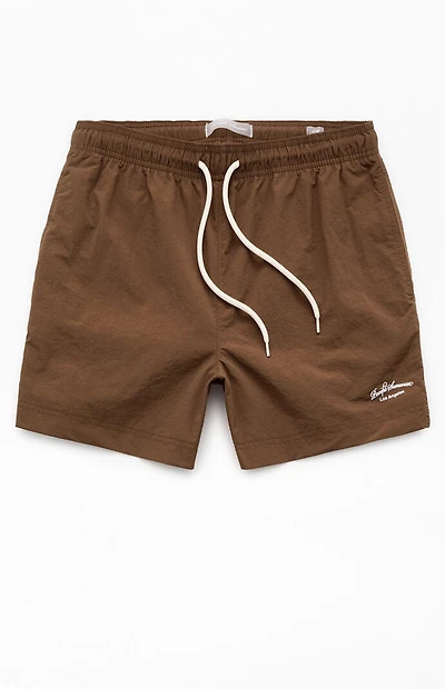 Pacsun Brown Collegiate 4.5'' Swim Trunks