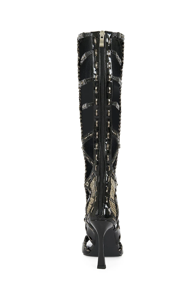 AZALEA WANG Women's Indranihigh Snakeskin Boots