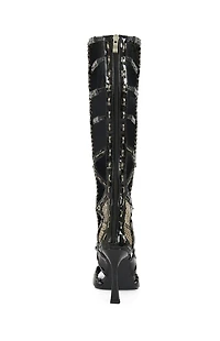 AZALEA WANG Women's Indranihigh Snakeskin Boots