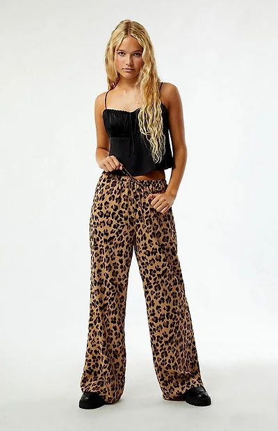 Pacsun Leopard Pull-On Wide Leg Pants