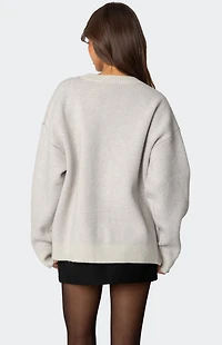 Edikted Cherry 3 Oversized V Neck Sweater