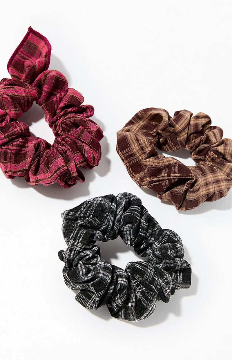 LA Hearts 3 Pack Plaid Hair Scrunchies