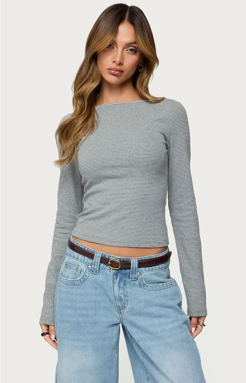 Edikted Loria Striped Boat Neck Top