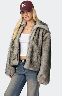 Edikted Mob Wife Faux Fur Jacket