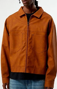 Pacsun Tan Faux Leather Billie Gas Jacket